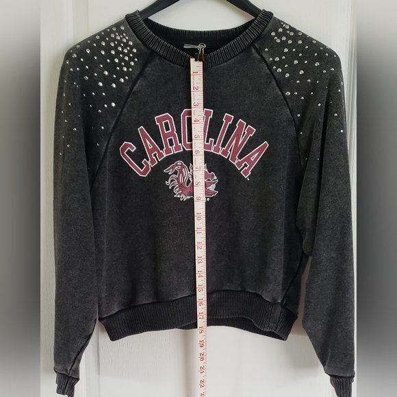 Gameday Couture Charcoal South Carolina Gamecocks Don't Blink Studded Sweatshirt - Picture 4 of 5